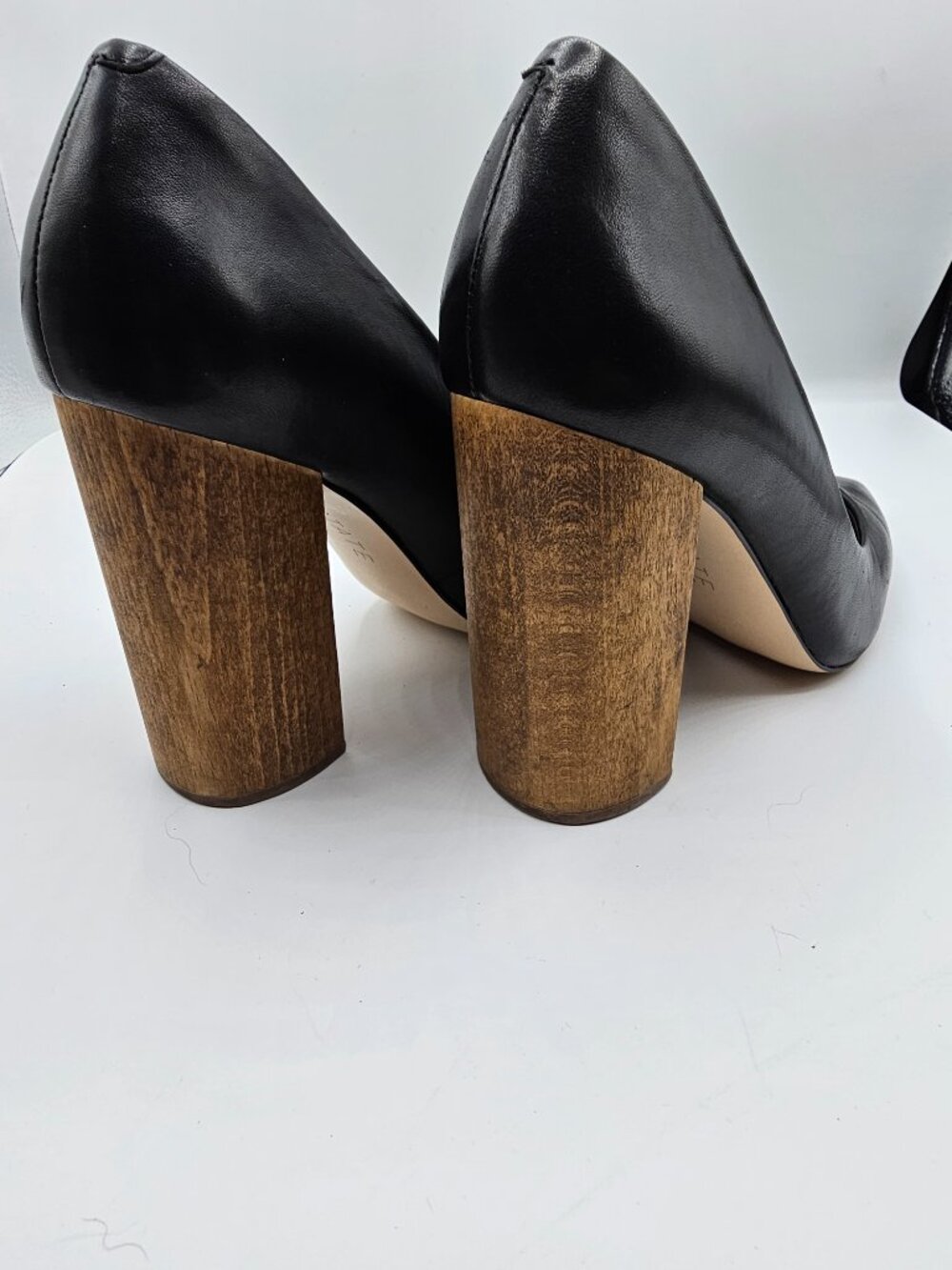 1. STATE Black Leather Pumps | Size 9 | Wooden Block Heels